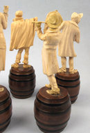 Fine Ivory and Wood carved Six Figure Caricature Band 19th C Austrian