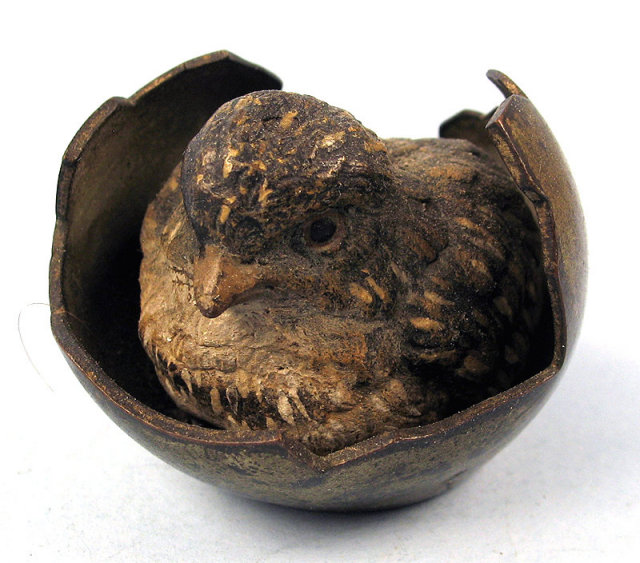 Early Cute Vienna Bronze of Chick in Egg Very Rare