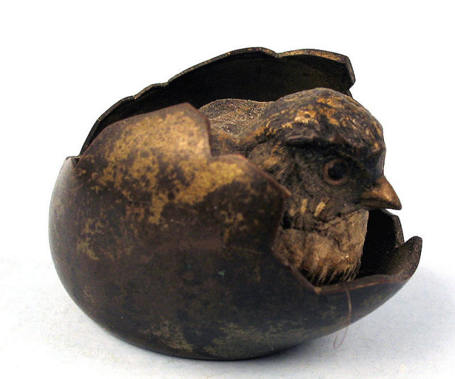 Early Cute Vienna Bronze of Chick in Egg Very Rare