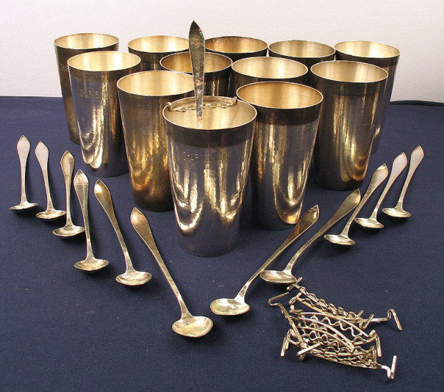 Kalo Shops Iced Tea Mint Julep Sterling Cups Teaspoons