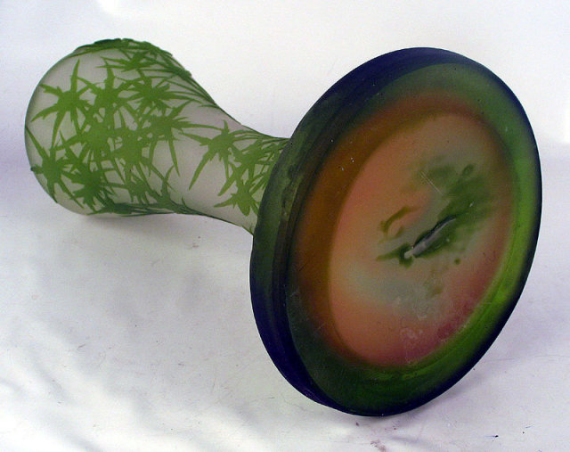 Large Original French Galle Chardons Cameo Art Glass Vase