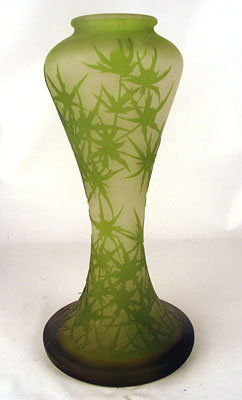 Large Original French Galle Chardons Cameo Art Glass Vase