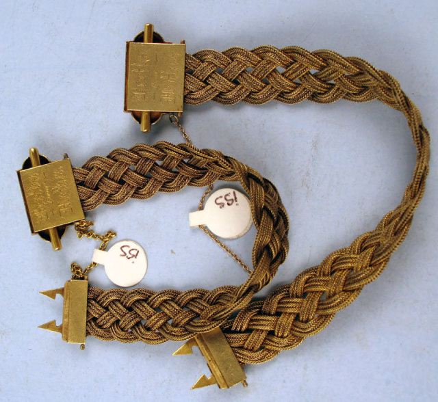 Excessively Rare Matched Victorian 14K Gold Mesh Bracelets