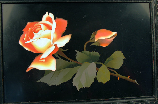 Exceptional Antique Pietra Dura Italian Plaque of Rose
