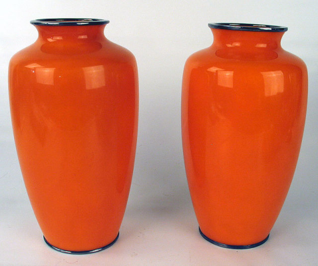 Fine Meiji Japanese Cloisonne Matched Orange Floral