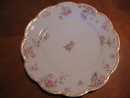 Haviland Limoges dinner plate, pink roses with gold