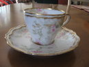 Haviland Limoges demitasse Cup & Saucer, pink roses