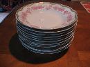 12 Rimmed soups by Haviland Limoges, Large pink roses