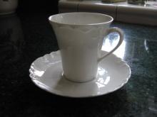 Haviland Limoges Ranson white tall chocolate cup and saucer