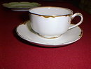 Haviland Limoges tea cup & saucer, Ranson with gold edge.