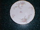 Haviland Limoges bread/butter plate, wreath of pink roses w/blue ribbons