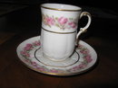 Haviland Limoges Chocolate Cup & Saucer, pink roses