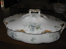 Haviland Limoges oval covered vegetable casserole, blue violets