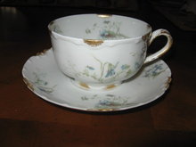 Haviland Limoges coffee cup & saucer, blue violets