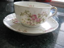 Haviland Limoges tea cup & saucer, pink roses