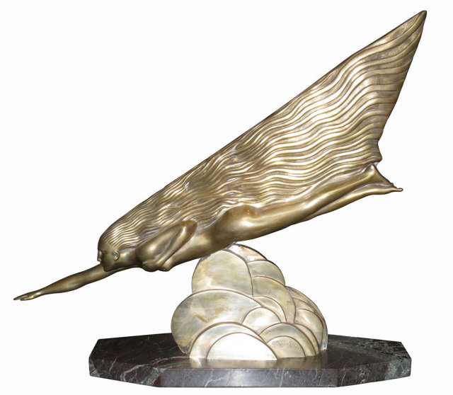 Comet Art Deco Bronze Sculpture by Maurice Guiraud-Riviere