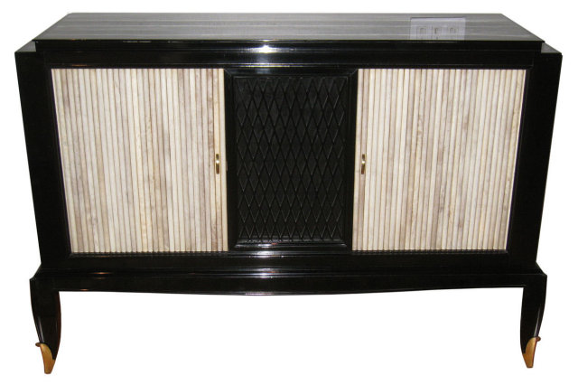 Jean Pascaud Black Lacquered Art Deco Sideboard Buffet