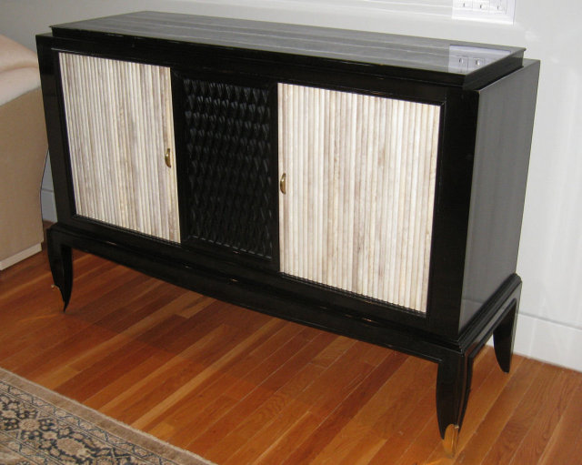 Jean Pascaud Black Lacquered Art Deco Sideboard Buffet