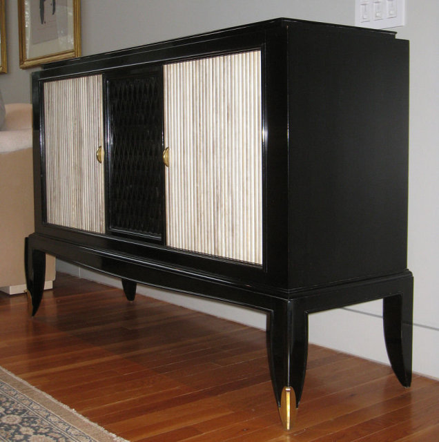 Jean Pascaud Black Lacquered Art Deco Sideboard Buffet