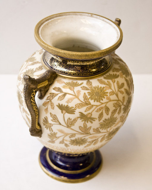 Antique Greenpoint Brooklyn Faience Earthenware Vase