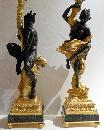 E.F. Caldwell Pair Gilt Bronze Satyr & Nymph Table Lamps