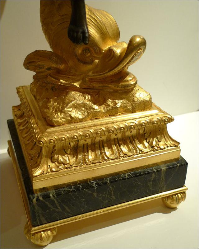 E.F. Caldwell Pair Gilt Bronze Satyr & Nymph Table Lamps