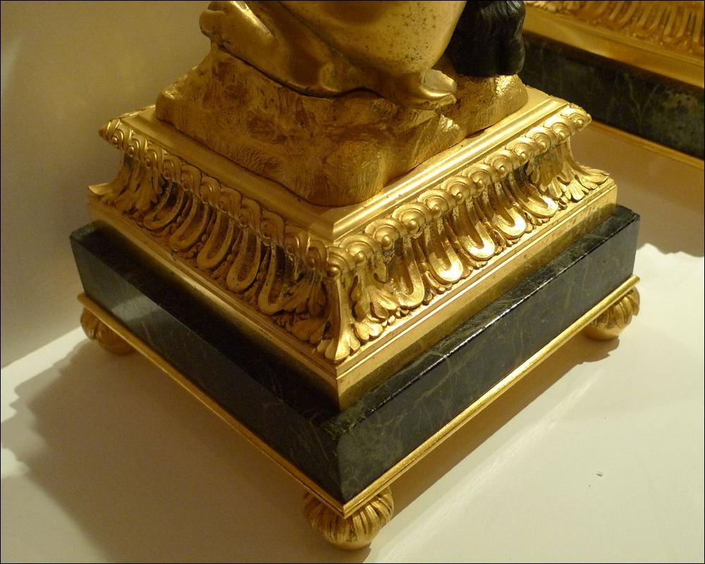 E.F. Caldwell Pair Gilt Bronze Satyr & Nymph Table Lamps