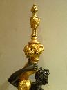 E.F. Caldwell Pair Gilt Bronze Satyr & Nymph Table Lamps