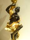 E.F. Caldwell Pair Gilt Bronze Satyr & Nymph Table Lamps