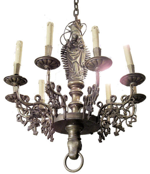 Antique Flemish Belgian Bronze Chandelier