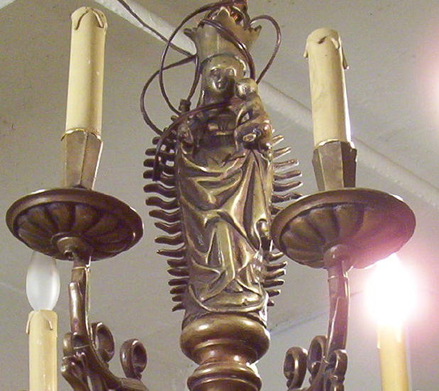 Antique Flemish Belgian Bronze Chandelier