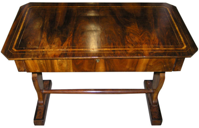 Antique German Biedermeier Period Walnut Desk