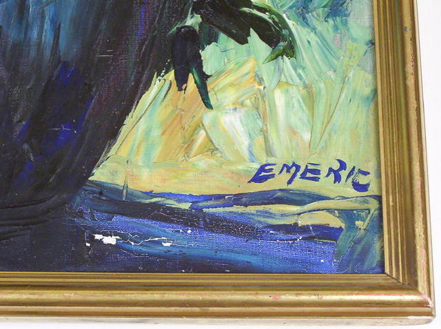 1968 EMERIC Impressionist Floral Still Life Oil Painting by Emeric