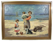 Hungarian JANCSEK Beach Genre Oil Painting