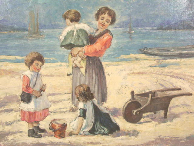 Hungarian JANCSEK Beach Genre Oil Painting