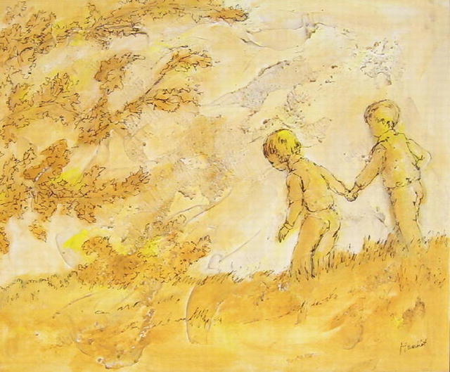 HUMBLOT Signed Oil Children's Painting