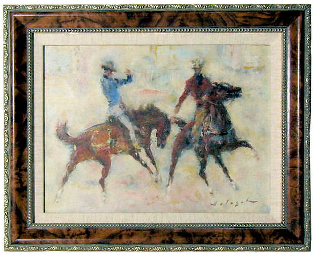 Denes de Holesch Calgary Cowboys Rodeo Horses Painting