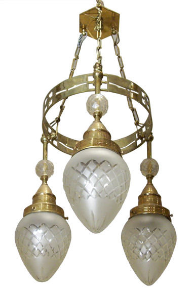 Austrian Secessionist Brass Chandelier
