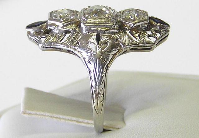 Platinum Diamonds & Sapphire Ring