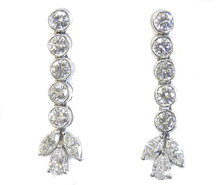Vintage Platinum & Diamond Earrings 3.8 Carats