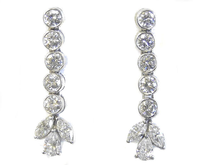 Vintage Platinum & Diamond Earrings 3.8 Carats