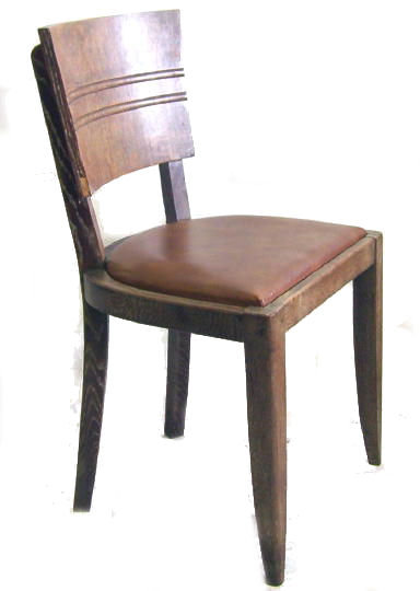 Set 6 French Art Deco Oak Dining Chairs