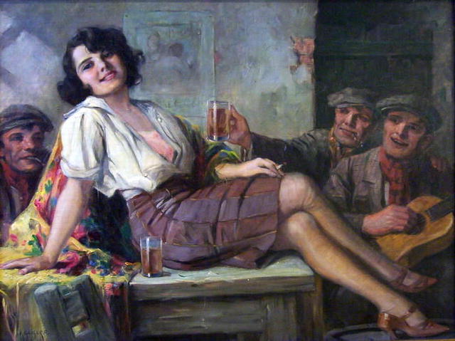 Richard Geiger Signed Tavern Painting