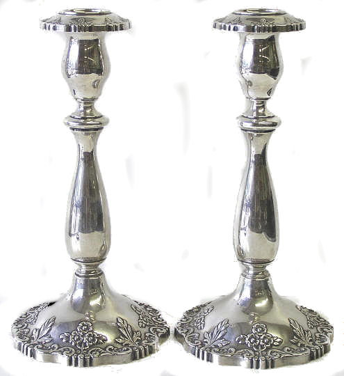Pair of Fisher Sterling Silver Candlesticks