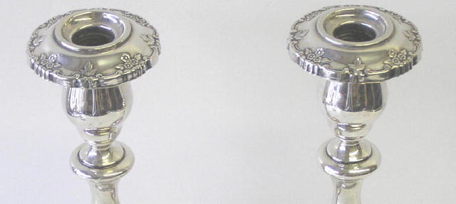 Pair of Fisher Sterling Silver Candlesticks
