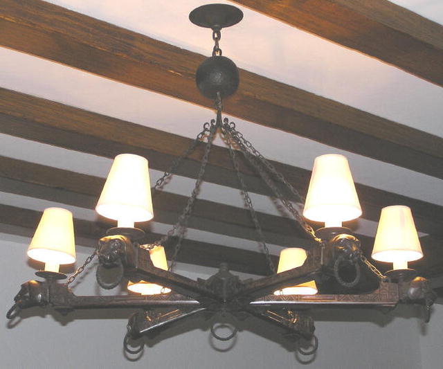 Rustic Wooden & Wrought Iron Chandelier