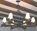 Rustic Wooden & Wrought Iron Chandelier