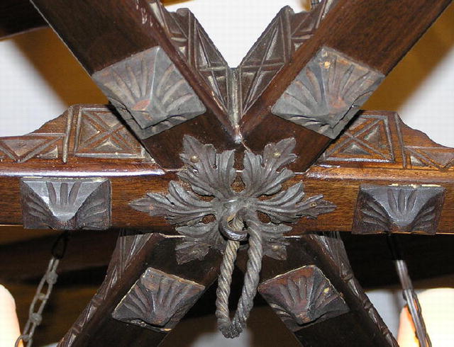 Rustic Wooden & Wrought Iron Chandelier