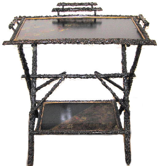 Antique Japanned Asian Lacquered Twig Table