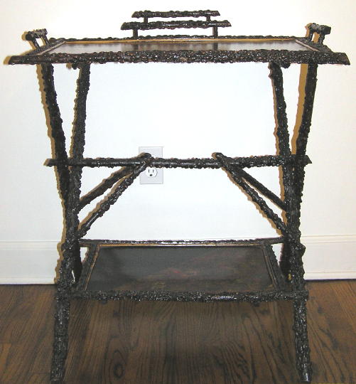 Antique Japanned Asian Lacquered Twig Table